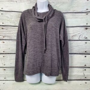 Maurices Women's Cowl Neck Pullover Top Gray Long Sleeve Size Large Soft Stretch